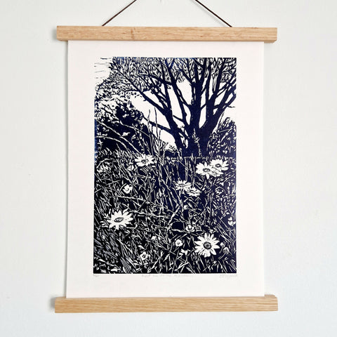 Meet Me At The Meadow - Linocut Print