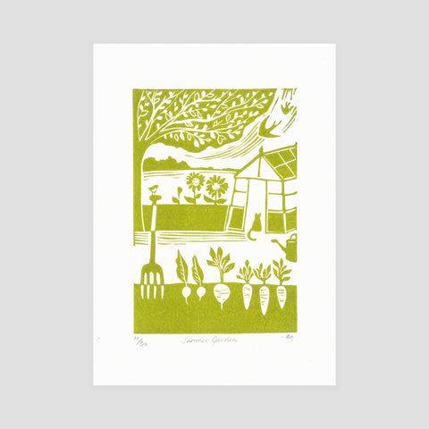 Summer Garden - Original Lino Print
