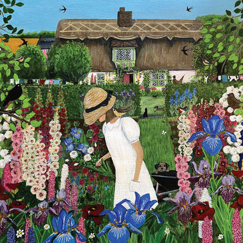 Marcella Cooper, Irises and Swallows, Blank Art Card