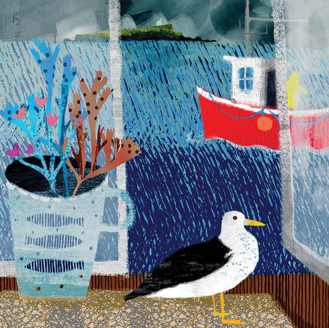 Karen Edward, Gull At My Window, Blank Art Card