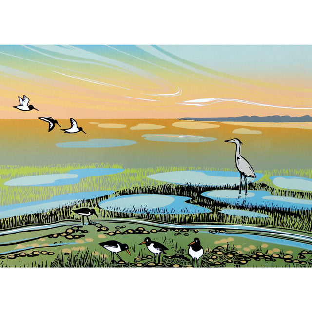 Rob Barnes, Saltmarsh Heron, Blank Art Card