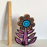 Flower - Linocut Printed on Bamboo - Violet