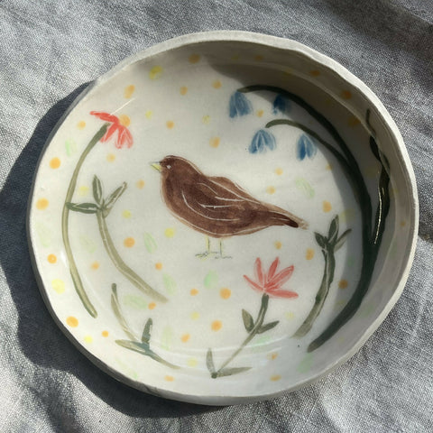 Garden Visitor - Blackbird and Bluebells - Ceramic Illustrated Plate