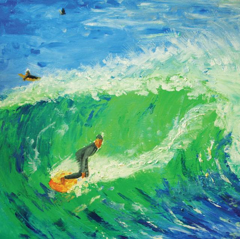 Geoff Hargraves, Backhand (Surfing), Fine Art Greeting Card