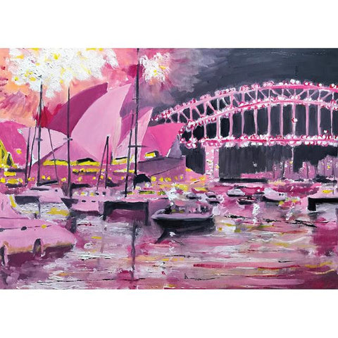 Geoff Hargraves, Sydney Harbour Fireworks, Fine Art Greeting Card