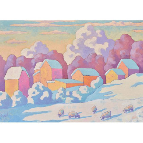 Guy Warner, Winter On The Farm, Fine Art Greeting Card