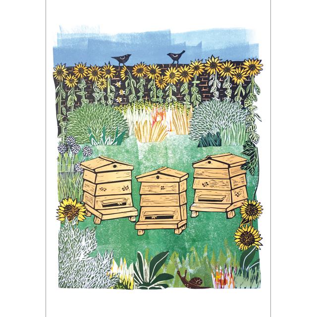 Jane Dignum, Beehives and Blackbirds, Blank Inside Art Card