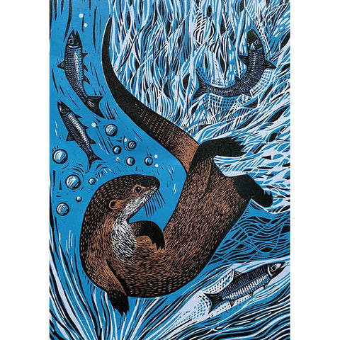 Jane Dignum, Hunting Otter, Blank Art Card