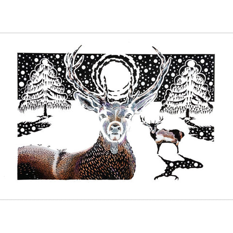 Kevin Cook,  Stag In Winter, Fine Art Greeting Card