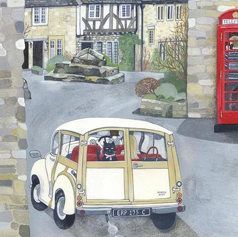 Grand Day Out, Morris Minor, By Mani Parkes, Fine Art Greetings card
