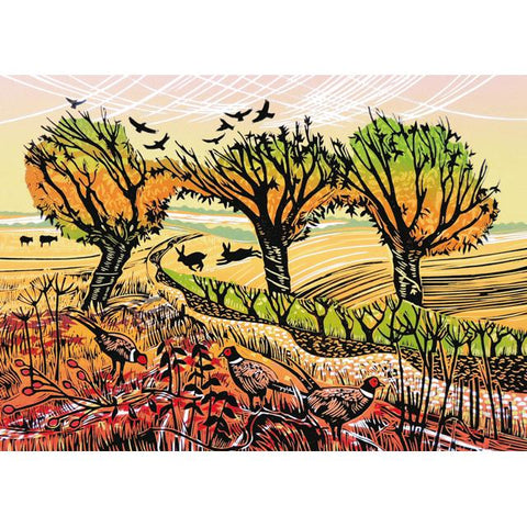 Country Life, By Rob Barnes, A Fine Art Greetings Card Featuring Hares, Pheasants and Birds