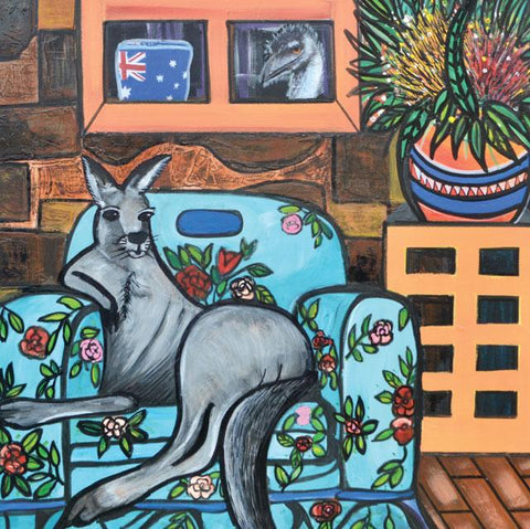 Tracey Esteves, Lounging Kangaroo, Fine Art Greeting Card
