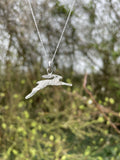 Silver running hare pendant necklace