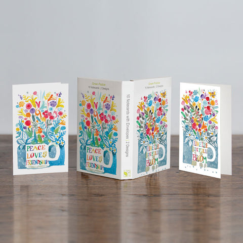 Natalie Rymer, Live Life In Full Bloom + Peace, Love and Friendship, Boxed Set of 10 Note Cards