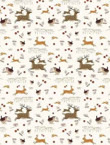 Hares, Deer, Wren, Ivory - Gift Wrap - 1 Sheet
