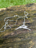 Silver running hare pendant necklace