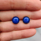 Electric Blue Dichroic Glass Silver Stud Earrings