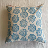 Blue Rose Cushion Cover - Linocut Print