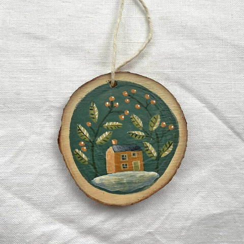 Winter House - Hand Painted Wooden Hanging Decoration