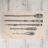 Cotton Tea Towel with Oars and Paddles Lino Print 2
