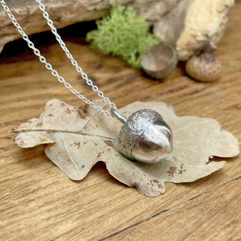 Chunky Silver Acorn Necklace - Handmade in Sterling Silver