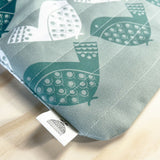 14” Hand quilted Laptop / Sketchbook / document sleeve | Grey & Blues Bird Design | British Made