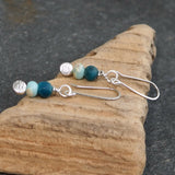 Blue Bead Silver Drop Earrings