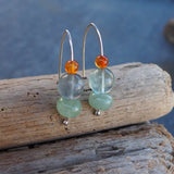Fluorite, amazonite and carnelian earrings