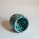 Beaker, Budvase, Pen Pot - Ceramic in matt blue grey, metallic spots with blue halo