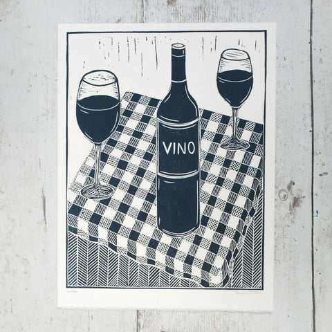 Vino Limited Edition Lino Print