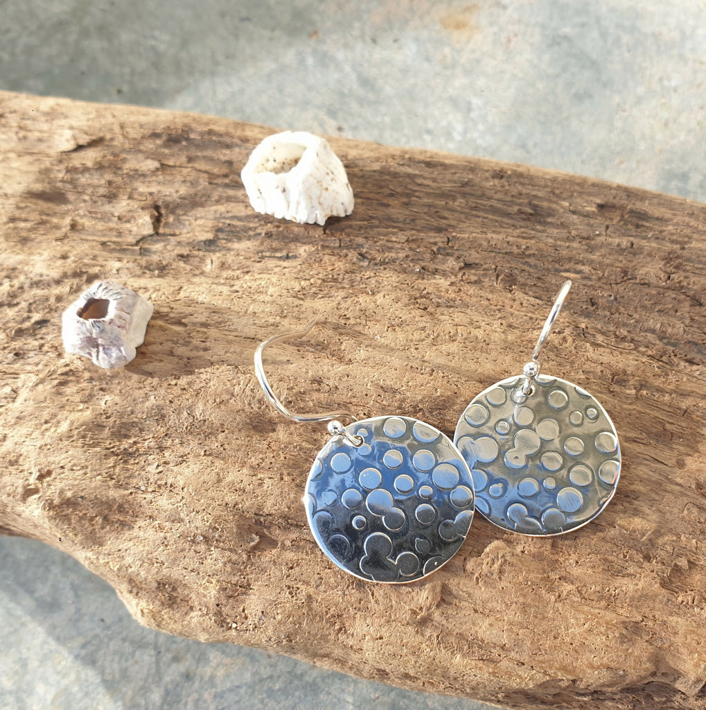 Sterling Silver Spotty Pebble Pattern Earrings