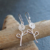 Silver Spiral Flower Earrings