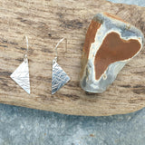 Textured Triangular Silver Earrings