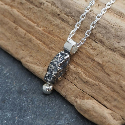 Oxidised silver nugget pendant