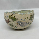 Handmade Stoneware Ceramic Bowl - Illustrated with Birds