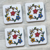 Garden Flowers Coasters - Set of 4