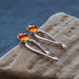 Silver and Amber Arc Stud Earrings