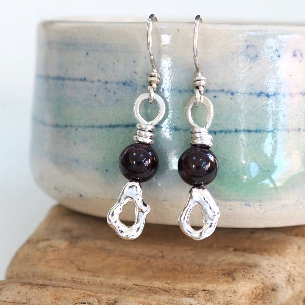 Garnet Silver Earrings