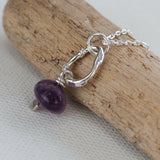 Amethyst Pebble Fused Silver Pendant