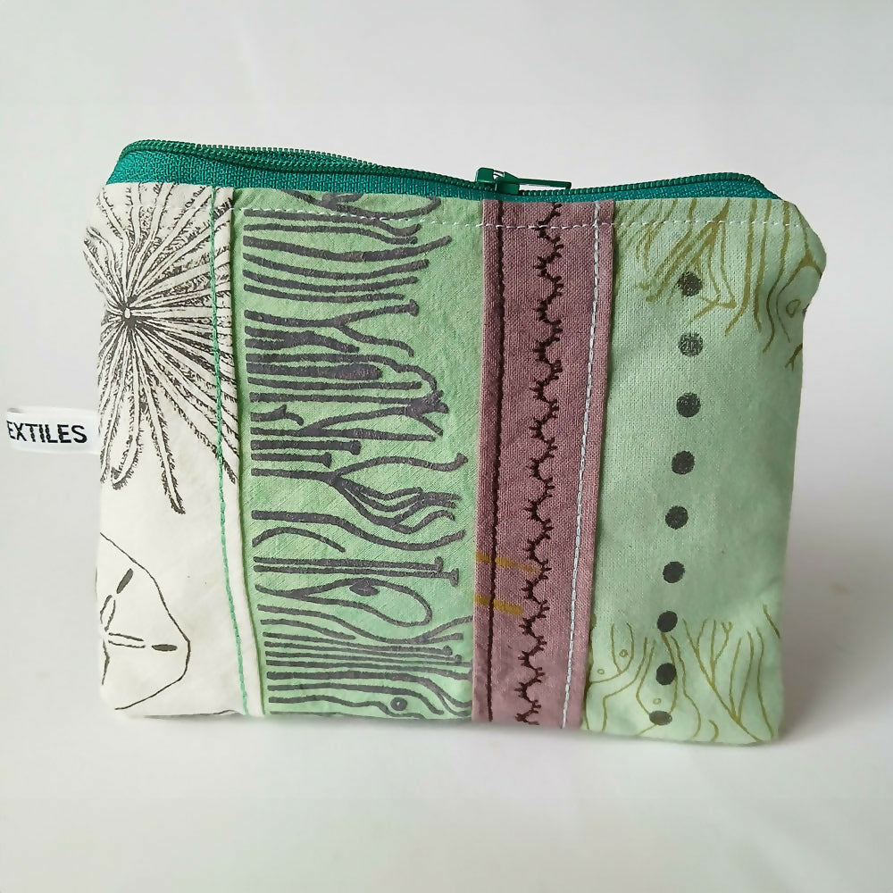 Embroidered Zip Purse - Greens