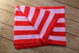 Fabulous Knitted Lambswool Red and Pink Striped Blanket