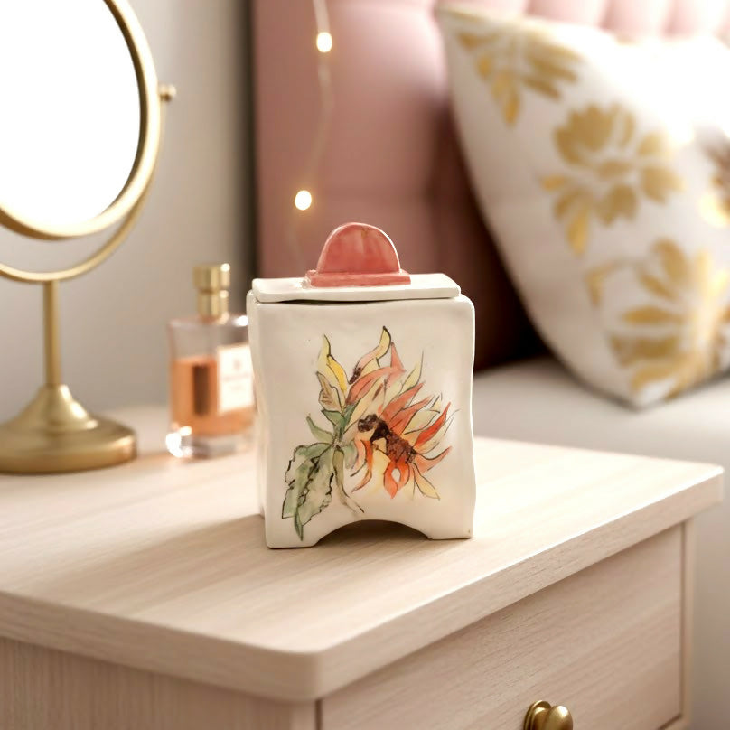 Sunflower Keepsake Pot - handmade ceramic