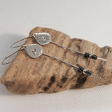 Long Dangly Silver and Hematite Earrings