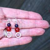 Carnelian and Amethyst Dangle Hoop Earrings