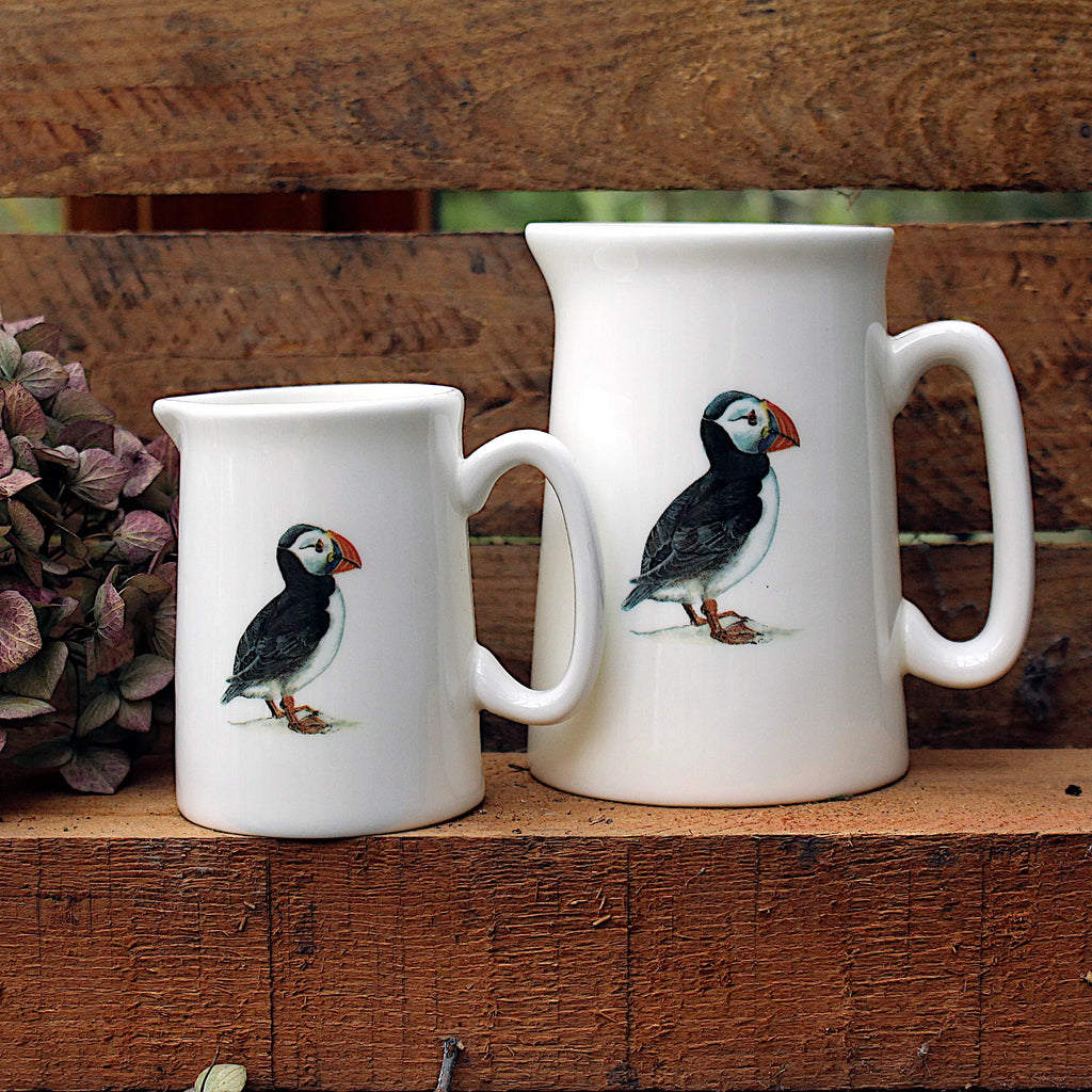 Puffin 1/2 & 1/4 Pint Bone China Jugs