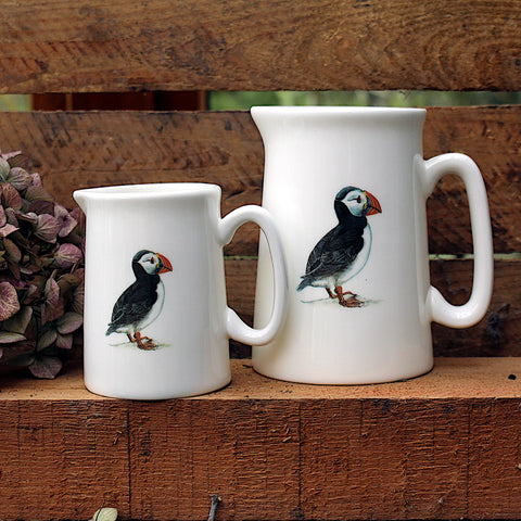 Puffin 1/2 & 1/4 Pint Bone China Jugs