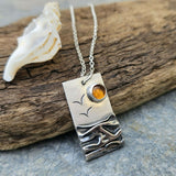 Silver Coastal Pendant With Amber sun