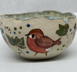 Handmade Stoneware Ceramic Bowl - Illustrated with Birds