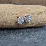 Small Textured Silver Disc Stud Earrings