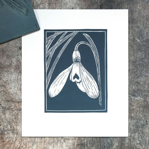 Snowdrop Detail, Limited Edition Lino Print